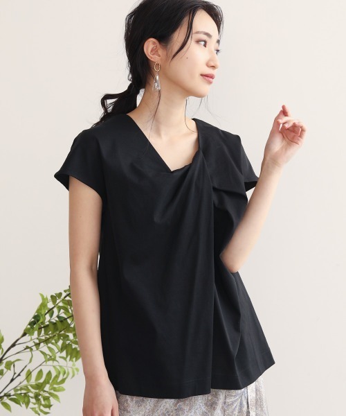 Bou Jeloud(ブージュルード)の「綿シルケット2wayバックシャンプルオーバー(Tシャツ/カットソー・レディース・オフホワイト/ベージュ/ブラック/ピンク・FREE)」の3枚目の写真