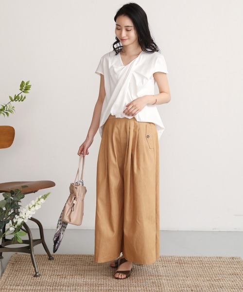 Bou Jeloud(ブージュルード)の「綿シルケット2wayバックシャンプルオーバー(Tシャツ/カットソー・レディース・オフホワイト/ベージュ/ブラック/ピンク・FREE)」の7枚目の写真
