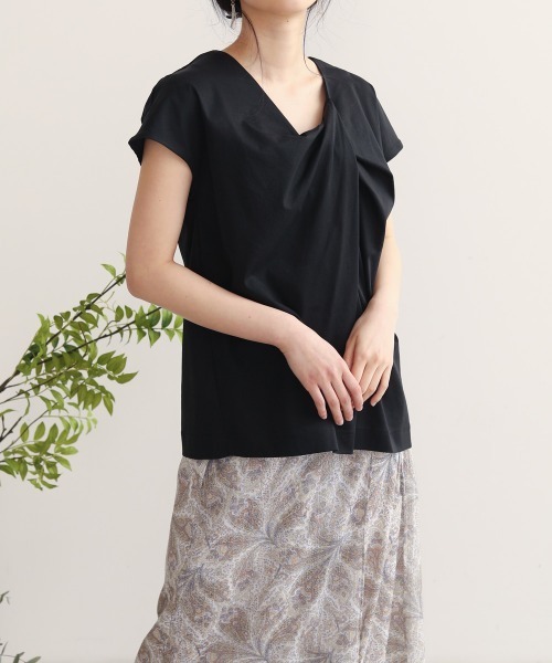 Bou Jeloud(ブージュルード)の「綿シルケット2wayバックシャンプルオーバー(Tシャツ/カットソー・レディース・オフホワイト/ベージュ/ブラック/ピンク・FREE)」の14枚目の写真