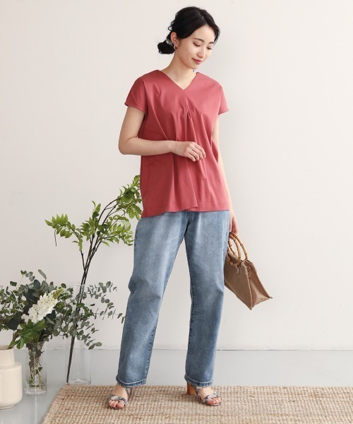 Bou Jeloud(ブージュルード)の「綿シルケット2wayバックシャンプルオーバー(Tシャツ/カットソー・レディース・オフホワイト/ベージュ/ブラック/ピンク・FREE)」の19枚目の写真