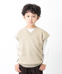 devirock（デビロック）の「Vネックニットベスト＆長袖Tシャツセット（ニット/セーター・キッズ）」