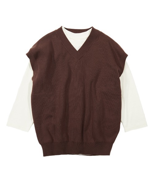 devirock(デビロック)の「Vネックニットベスト&長袖Tシャツセット(ニット/セーター・キッズ・ダークブラウン/キャメル/ベージュ/ブラック・110cm/150cm/100cm/130cm/140cm/120cm/160cm)」の12枚目の写真