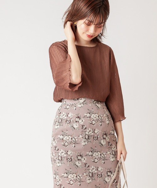 natural couture（ナチュラルクチュール）の「ヘリンボーンクリンクルシアーブラウス（シャツ/ブラウス・レディース・ブラック/ブルー/モカ/ライトベージュ/サーモンピンク・FREE）」の9枚目の写真