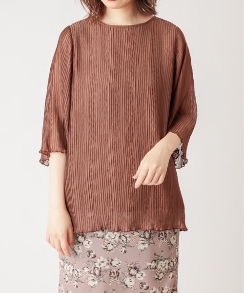 natural couture（ナチュラルクチュール）の「ヘリンボーンクリンクルシアーブラウス（シャツ/ブラウス・レディース・ブラック/ブルー/モカ/ライトベージュ/サーモンピンク・FREE）」の19枚目の写真