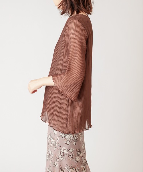 natural couture（ナチュラルクチュール）の「ヘリンボーンクリンクルシアーブラウス（シャツ/ブラウス・レディース・ブラック/ブルー/モカ/ライトベージュ/サーモンピンク・FREE）」の22枚目の写真