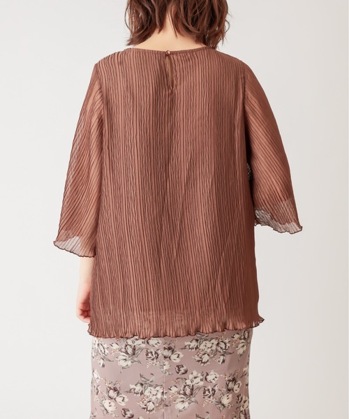 natural couture（ナチュラルクチュール）の「ヘリンボーンクリンクルシアーブラウス（シャツ/ブラウス・レディース・ブラック/ブルー/モカ/ライトベージュ/サーモンピンク・FREE）」の17枚目の写真