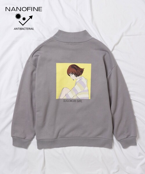 tk.TAKEO KIKUCHI(ティーケータケオキクチ)の「SUGOMORI GIRL 抗菌モックネックスウェット(Tシャツ/カットソー)」|グレー