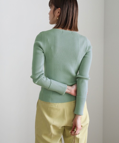 select MOCA（セレクトモカ）の「クル―ネックランダムリブデザインニット（ニット/セーター・レディース・アイボリー/ブルー/ブラック・FREE）」の9枚目の写真