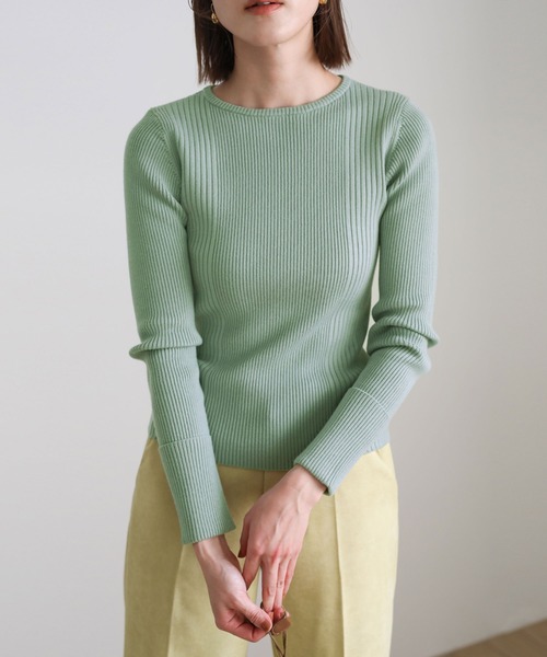 select MOCA（セレクトモカ）の「クル―ネックランダムリブデザインニット（ニット/セーター・レディース・アイボリー/ブルー/ブラック・FREE）」の7枚目の写真