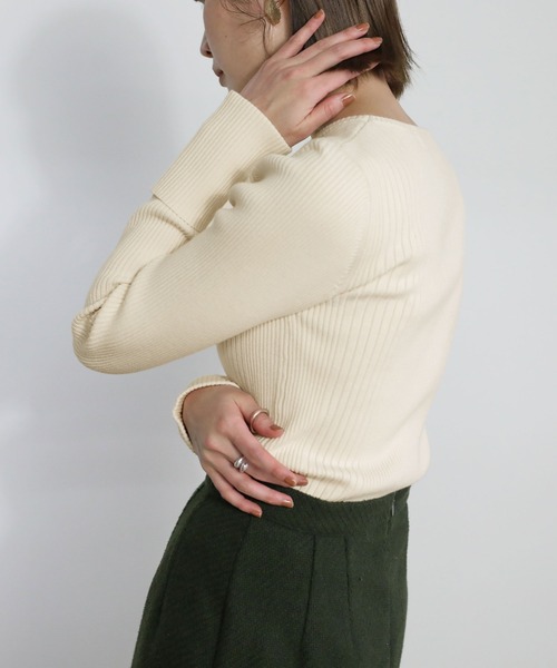 select MOCA（セレクトモカ）の「クル―ネックランダムリブデザインニット（ニット/セーター・レディース・アイボリー/ブルー/ブラック・FREE）」の12枚目の写真