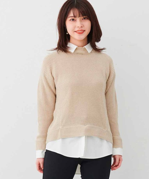 ｉｅｄｉｔ 重ね着風に着こなせるシャツドッキングニット ニット セーター Iedit イディット のファッション通販 Zozotown