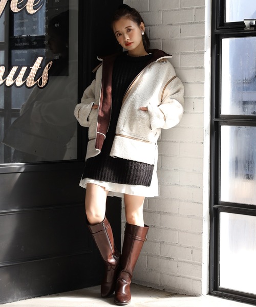 one after another NICE CLAUP（ワンアフターアナザーナイスクラップ）の「サイドスリット畦編みニット（ニット/セーター・レディース・オフホワイト/ブラック/ベージュ/グリーン系その他/サックスブルー・FREE）」の11枚目の写真