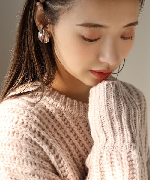 one after another NICE CLAUP（ワンアフターアナザーナイスクラップ）の「サイドスリット畦編みニット（ニット/セーター・レディース・オフホワイト/ブラック/ベージュ/グリーン系その他/サックスブルー・FREE）」の18枚目の写真