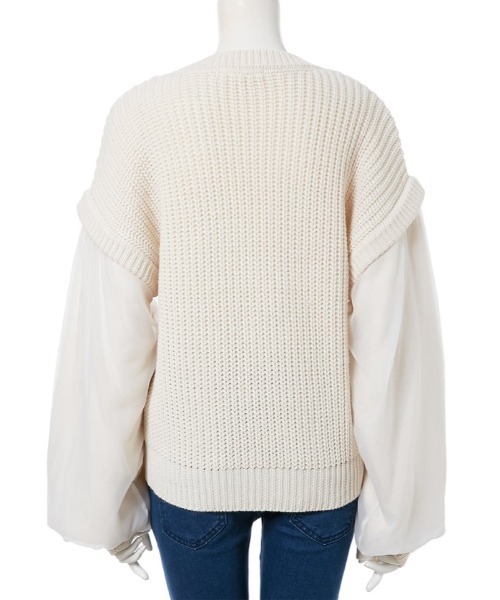 fifth（フィフス）の「オーガンジードッキングケーブルニット（ニット/セーター・レディース・ブラック/ホワイト・MEDIUM）」の3枚目の写真