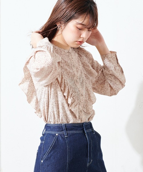 natural couture（ナチュラルクチュール）の「Vフリルディテールプチハイブラウス（シャツ/ブラウス・レディース・オフホワイト/ミント/その他1/その他2/その他4/その他3・FREE）」の11枚目の写真