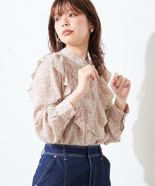 natural couture（ナチュラルクチュール）の「Vフリルディテールプチハイブラウス（シャツ/ブラウス・レディース・オフホワイト/ミント/その他1/その他2/その他4/その他3・FREE）」の8枚目の写真