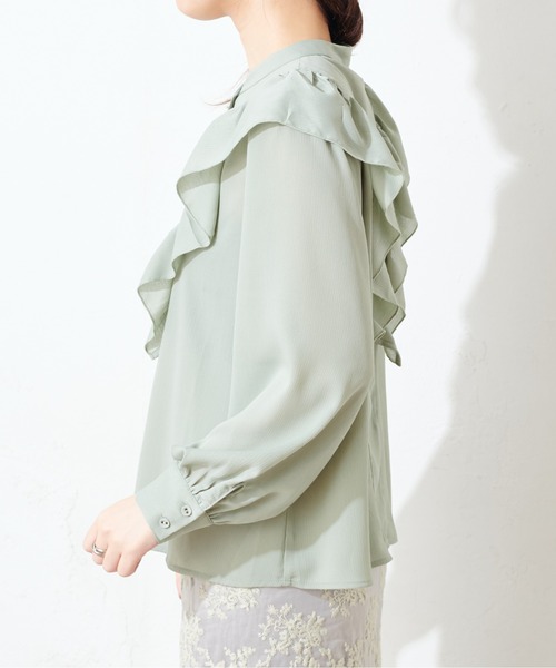 natural couture（ナチュラルクチュール）の「Vフリルディテールプチハイブラウス（シャツ/ブラウス・レディース・オフホワイト/ミント/その他1/その他2/その他4/その他3・FREE）」の21枚目の写真
