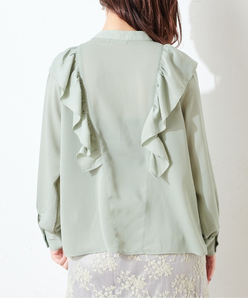 natural couture（ナチュラルクチュール）の「Vフリルディテールプチハイブラウス（シャツ/ブラウス・レディース・オフホワイト/ミント/その他1/その他2/その他4/その他3・FREE）」の18枚目の写真