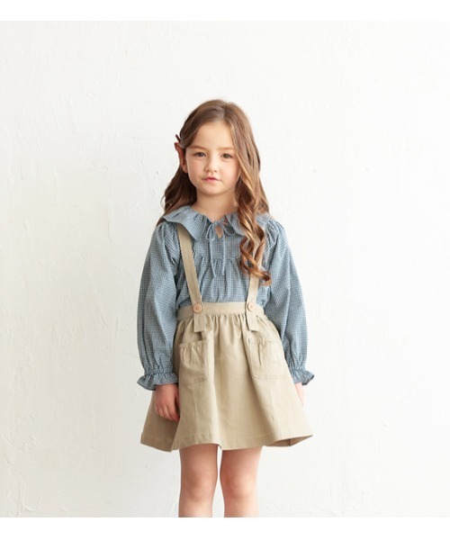 StompStamp（ストンプスタンプ）の「Coquette コケット　C131002 ﾗｯﾌﾙﾘﾎﾞﾝﾌﾞﾗｳｽ（シャツ/ブラウス・キッズ・ブルー・110cm/130cm/120cm/100cm/90cm/80ｃｍ）」の3枚目の写真