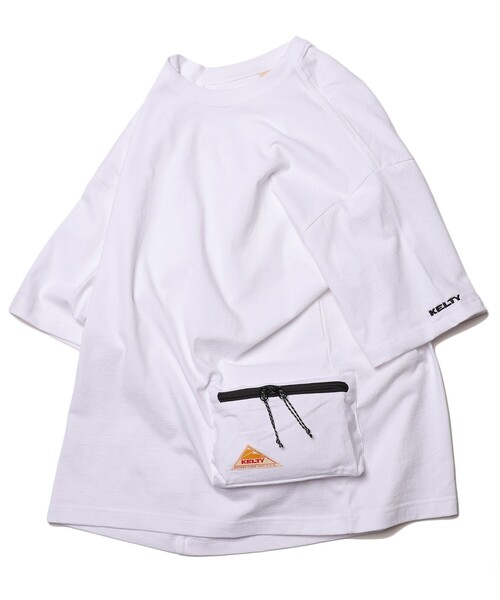 FREAK'S STORE（フリークスストア）の「WEB限定 KELTY×FREAK'S STORE/ケルティ 別注 サイドポケット クルーネックTシャツ/ビッグシルエット（Tシャツ/カットソー・メンズ・ホワイト/ブラック/オリーブ/サックスブルー/ラベンダー/グレイッシュベージュ/サーモンピンク・SMALL/MEDIUM/LARGE/X-LARGE）」の2枚目の写真