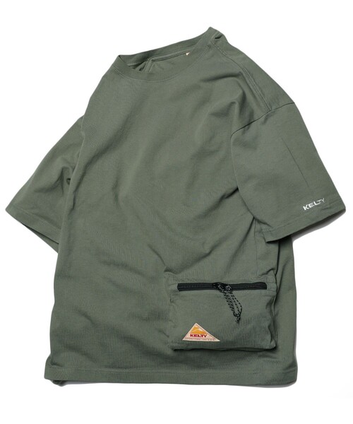 FREAK'S STORE（フリークスストア）の「WEB限定 KELTY×FREAK'S STORE/ケルティ 別注 サイドポケット クルーネックTシャツ/ビッグシルエット（Tシャツ/カットソー・メンズ・ホワイト/ブラック/オリーブ/サックスブルー/ラベンダー/グレイッシュベージュ/サーモンピンク・SMALL/MEDIUM/LARGE/X-LARGE）」の4枚目の写真