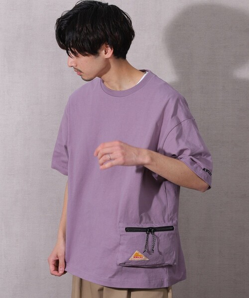 FREAK'S STORE（フリークスストア）の「WEB限定 KELTY×FREAK'S STORE/ケルティ 別注 サイドポケット クルーネックTシャツ/ビッグシルエット（Tシャツ/カットソー・メンズ・ホワイト/ブラック/オリーブ/サックスブルー/ラベンダー/グレイッシュベージュ/サーモンピンク・SMALL/MEDIUM/LARGE/X-LARGE）」の9枚目の写真