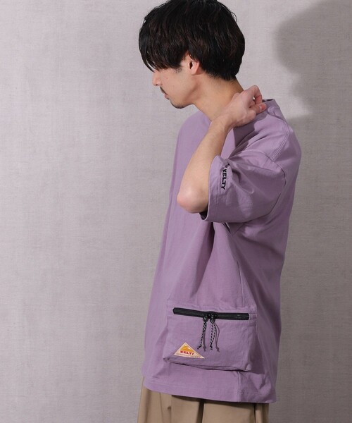 FREAK'S STORE（フリークスストア）の「WEB限定 KELTY×FREAK'S STORE/ケルティ 別注 サイドポケット クルーネックTシャツ/ビッグシルエット（Tシャツ/カットソー・メンズ・ホワイト/ブラック/オリーブ/サックスブルー/ラベンダー/グレイッシュベージュ/サーモンピンク・SMALL/MEDIUM/LARGE/X-LARGE）」の12枚目の写真