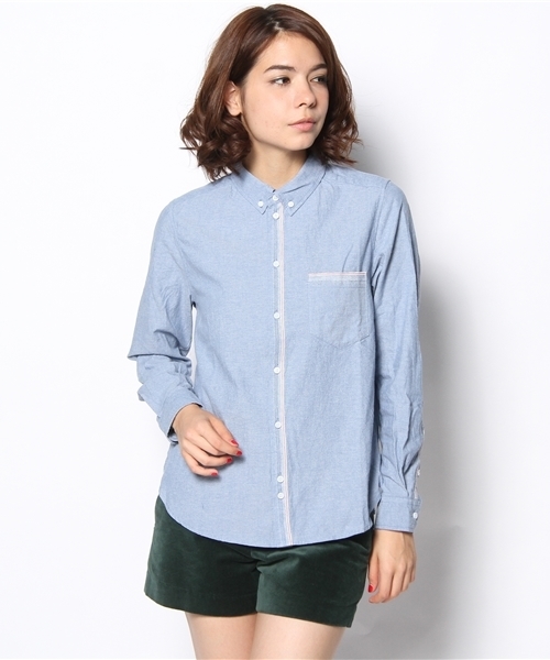 CIAOPANIC（チャオパニック）の「【Ciaopanic】セルビッチシャンブレーSH（シャツ/ブラウス・レディース・ホワイト/ライトブルー・FREE）」の2枚目の写真