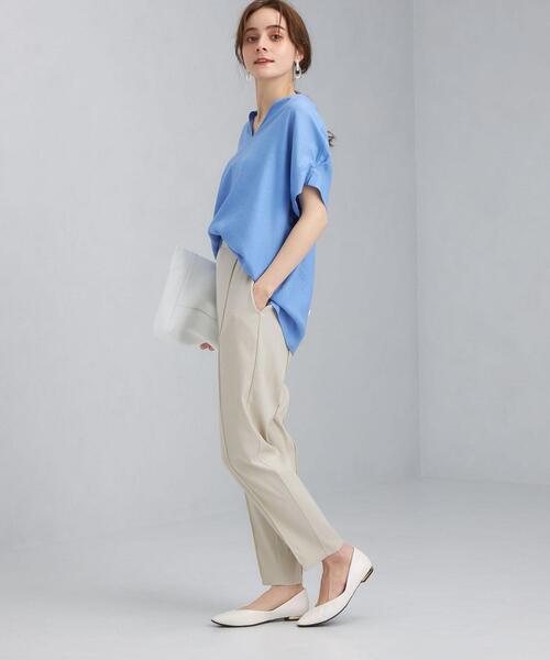 green label relaxing（グリーンレーベルリラクシング）の「FFC キュプラ / Ny ラチネ ストレッチ パンツ（その他パンツ・レディース・ブラック/ナチュラル/ライム/パープル・38/36/34）」の15枚目の写真