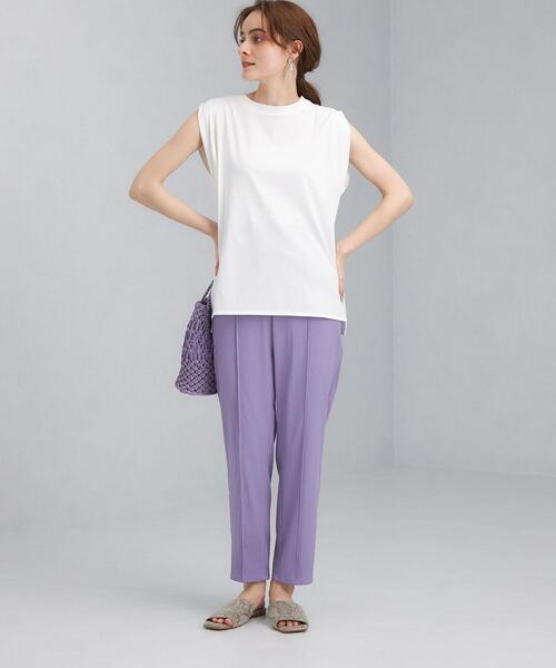 green label relaxing（グリーンレーベルリラクシング）の「FFC キュプラ / Ny ラチネ ストレッチ パンツ（その他パンツ・レディース・ブラック/ナチュラル/ライム/パープル・38/36/34）」の16枚目の写真