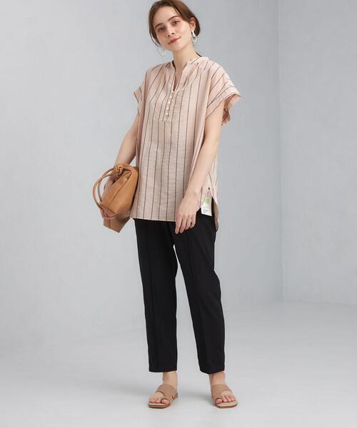 green label relaxing（グリーンレーベルリラクシング）の「FFC キュプラ / Ny ラチネ ストレッチ パンツ（その他パンツ・レディース・ブラック/ナチュラル/ライム/パープル・38/36/34）」の18枚目の写真