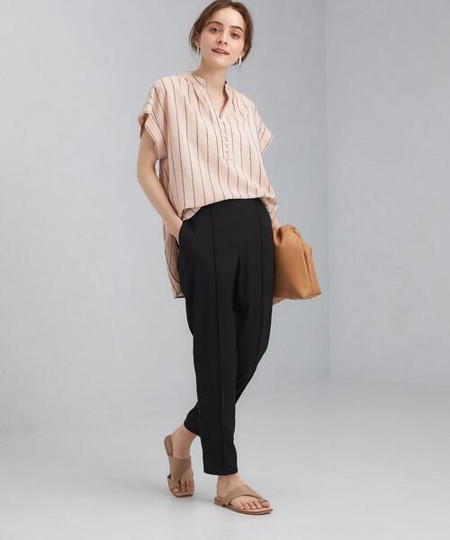 green label relaxing（グリーンレーベルリラクシング）の「FFC キュプラ / Ny ラチネ ストレッチ パンツ（その他パンツ・レディース・ブラック/ナチュラル/ライム/パープル・38/36/34）」の20枚目の写真