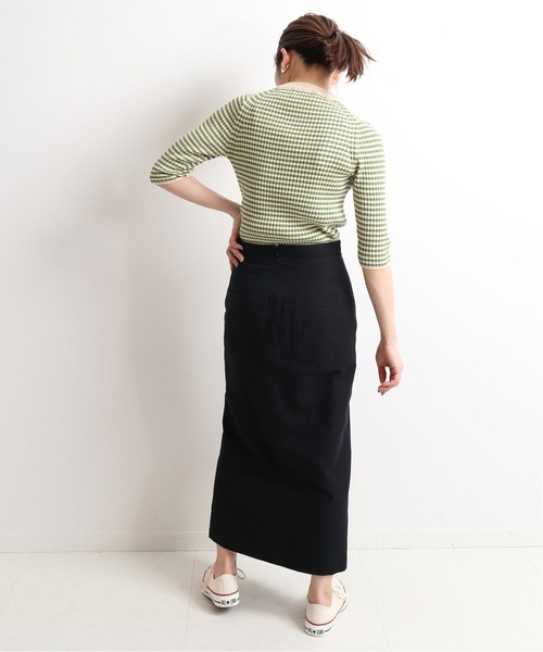 SLOBE IENA(スローブイエナ)の「リネンラップスカート【手洗い可能】◆(スカート・レディース・ブラック/ピンク/ブラック系その他・40/38/36)」の14枚目の写真