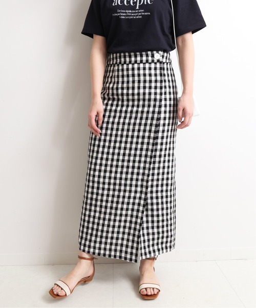 SLOBE IENA(スローブイエナ)の「リネンラップスカート【手洗い可能】◆(スカート・レディース・ブラック/ピンク/ブラック系その他・40/38/36)」の18枚目の写真