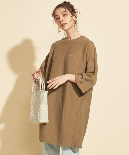 Champion（チャンピオン）の「【別注】＜Champion（チャンピオン）＞リバースウィーブワンピース 21SS（ワンピース・レディース・ホワイト/ダークグレー/モカ・M）」の5枚目の写真