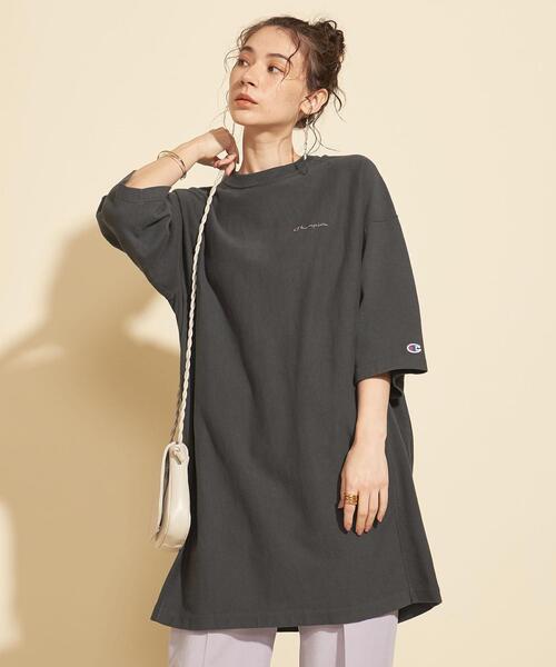 Champion（チャンピオン）の「【別注】＜Champion（チャンピオン）＞リバースウィーブワンピース 21SS（ワンピース・レディース・ホワイト/ダークグレー/モカ・M）」の11枚目の写真