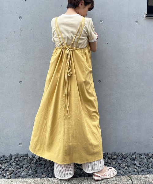 frunco(フランコ)の「リネンライクキャミワンピ(ワンピース・レディース・ベージュ/イエロー/オレンジ/アイボリー・FREE)」の3枚目の写真