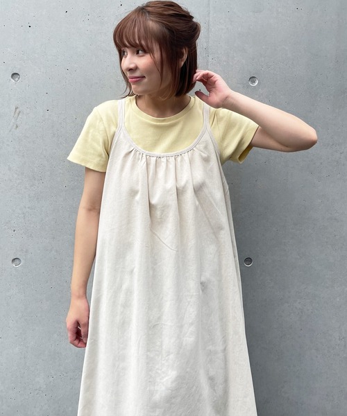 frunco(フランコ)の「リネンライクキャミワンピ(ワンピース・レディース・ベージュ/イエロー/オレンジ/アイボリー・FREE)」の5枚目の写真