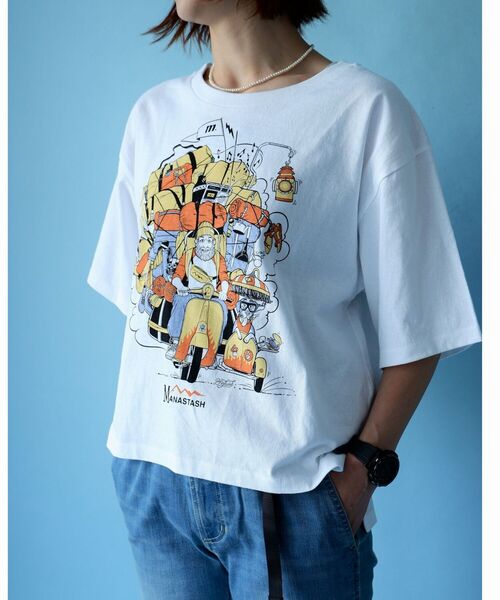MANASTASH(マナスタッシュ)の「MANASTASH/マナスタッシュ Ws BENLAMB VESPA TEE ベンラムT(Tシャツ/カットソー・レディース・ブラック/ホワイト・MEDIUM)」の2枚目の写真
