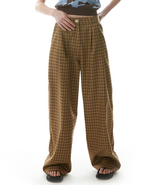 SCULPTOR（スカルプター）の「CHECK WIDE PIN TUCK PANTS