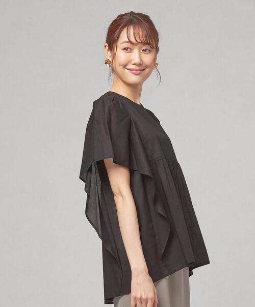 THE STATION STORE（ザ ステーション ストア）の「＜closet story（クローゼットストーリー）＞Cボイルローン フレアスリーブ ブラウス -手洗い可能-（シャツ/ブラウス・レディース・ホワイト/ベージュ/ブラック・FREE）」の2枚目の写真