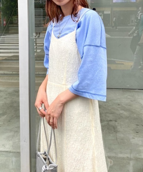 Kastane（カスタネ）の「カラバリステッチスラブT（Tシャツ/カットソー・レディース・アイボリー/グリーン/ブルー/オレンジ・FREE）」の3枚目の写真