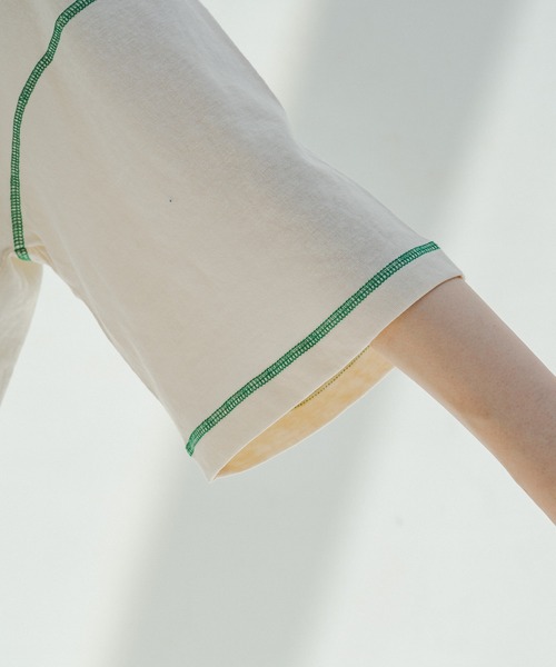 Kastane（カスタネ）の「カラバリステッチスラブT（Tシャツ/カットソー・レディース・アイボリー/グリーン/ブルー/オレンジ・FREE）」の18枚目の写真