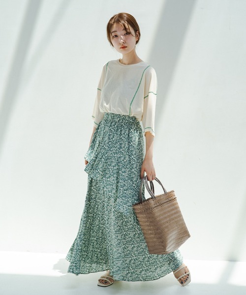 Kastane（カスタネ）の「カラバリステッチスラブT（Tシャツ/カットソー・レディース・アイボリー/グリーン/ブルー/オレンジ・FREE）」の21枚目の写真