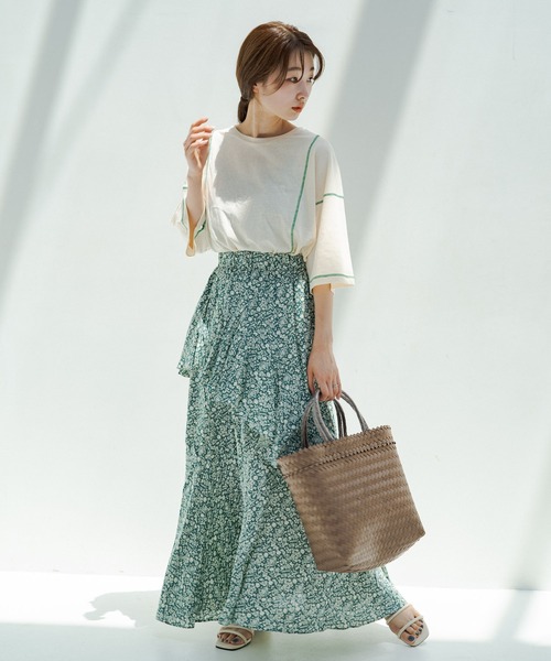 Kastane（カスタネ）の「カラバリステッチスラブT（Tシャツ/カットソー・レディース・アイボリー/グリーン/ブルー/オレンジ・FREE）」の17枚目の写真