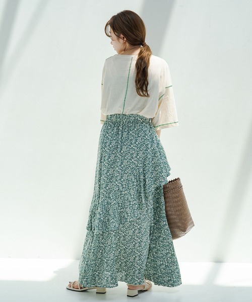 Kastane（カスタネ）の「カラバリステッチスラブT（Tシャツ/カットソー・レディース・アイボリー/グリーン/ブルー/オレンジ・FREE）」の5枚目の写真