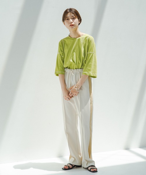 Kastane（カスタネ）の「カラバリステッチスラブT（Tシャツ/カットソー・レディース・アイボリー/グリーン/ブルー/オレンジ・FREE）」の7枚目の写真