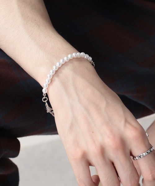 RAGEBLUE（レイジブルー）の「＜一部店舗限定＞パール/チェーンコンビブレス/215307（ブレスレット・メンズ・ホワイト/その他1・FREE）」の2枚目の写真