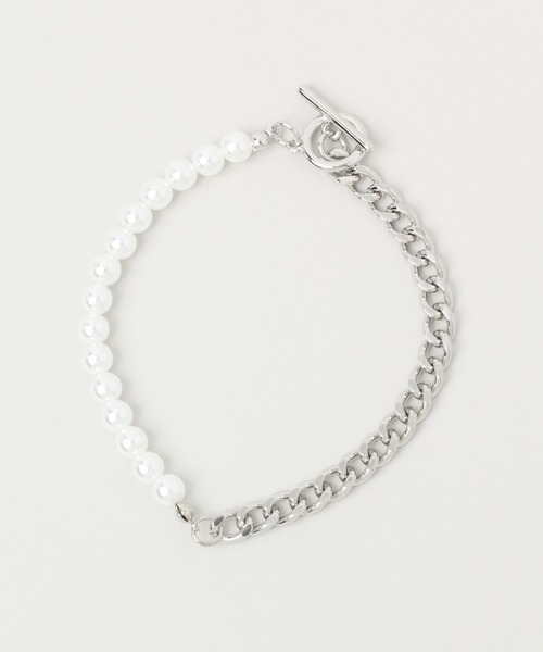 RAGEBLUE（レイジブルー）の「＜一部店舗限定＞パール/チェーンコンビブレス/215307（ブレスレット・メンズ・ホワイト/その他1・FREE）」の4枚目の写真