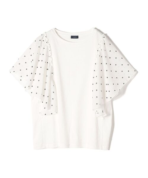 SHIPS(シップス)の「*コンビスリーブプルオーバー◇(Tシャツ/カットソー・レディース・ブラック/ライトホワイト/ベージュ/ネイビー/ブラック系その他・ONE SIZE)」の6枚目の写真